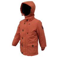 Children's long type padded winter coat with detachable hood