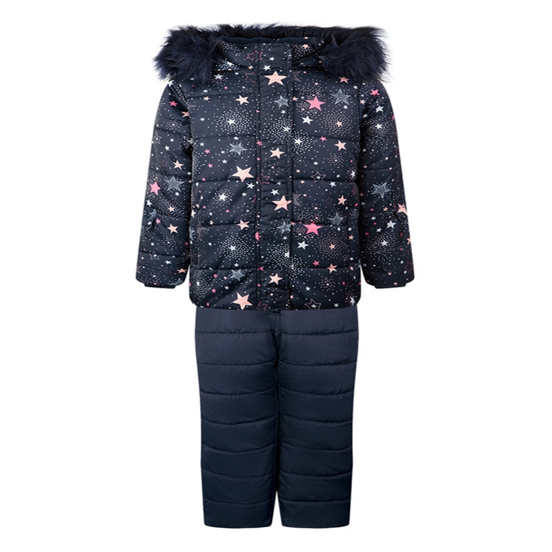 Fashion girl winter suit set jacket teen girl padded coat and pant sets windproof puff gril printing clothing suits