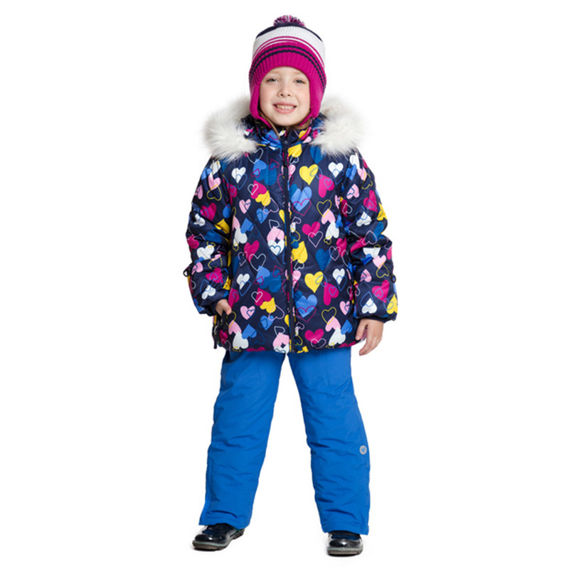 Pretty design children snow suit winter kids outdoor wear printing snow suit for girl ski jacket and pant sets