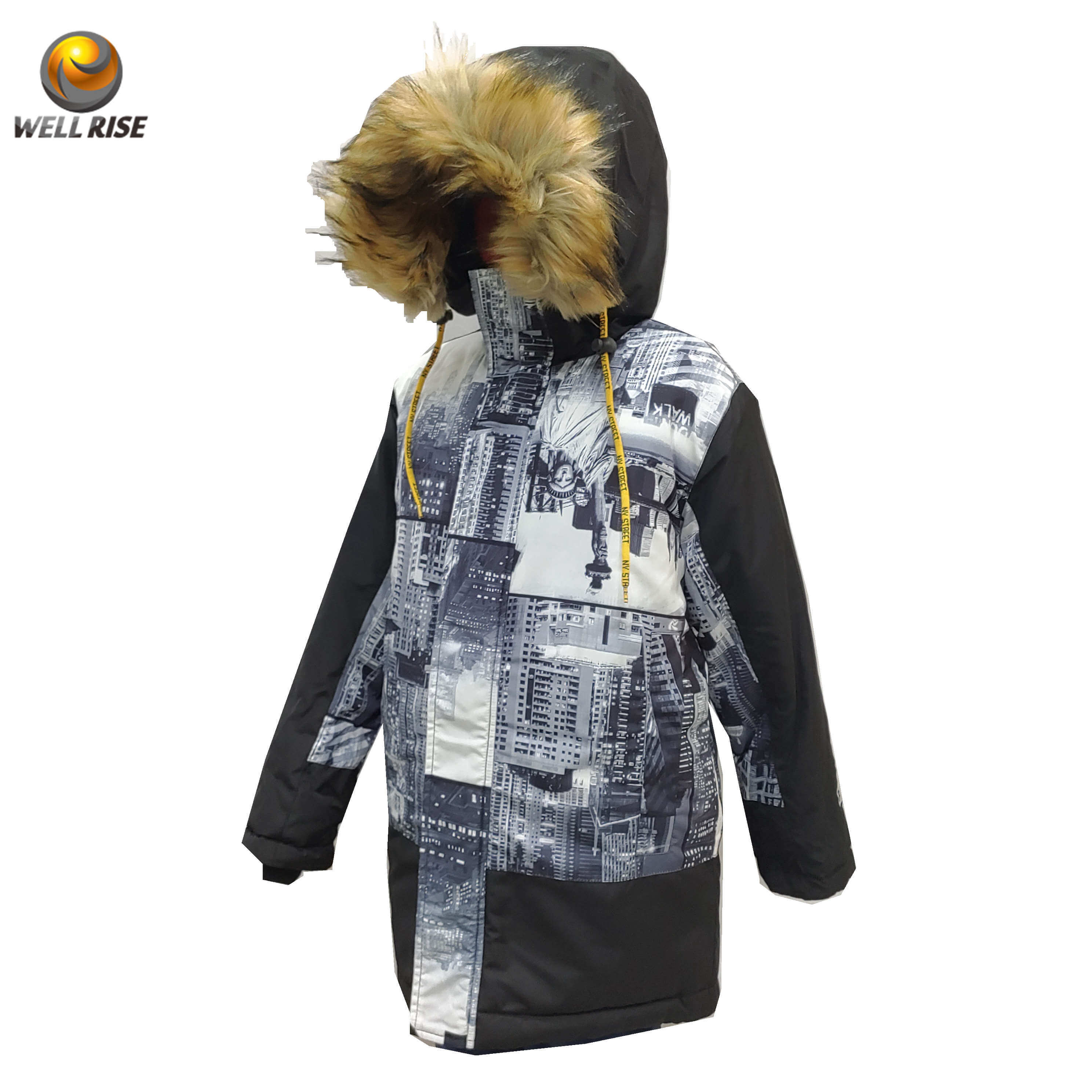 Boy's Waterproof Windproof Ski Jacket with overall printing
